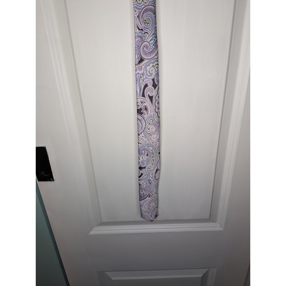 Society of Threads Mens Paisley Necktie Lavender Blue Navy Woven Tie